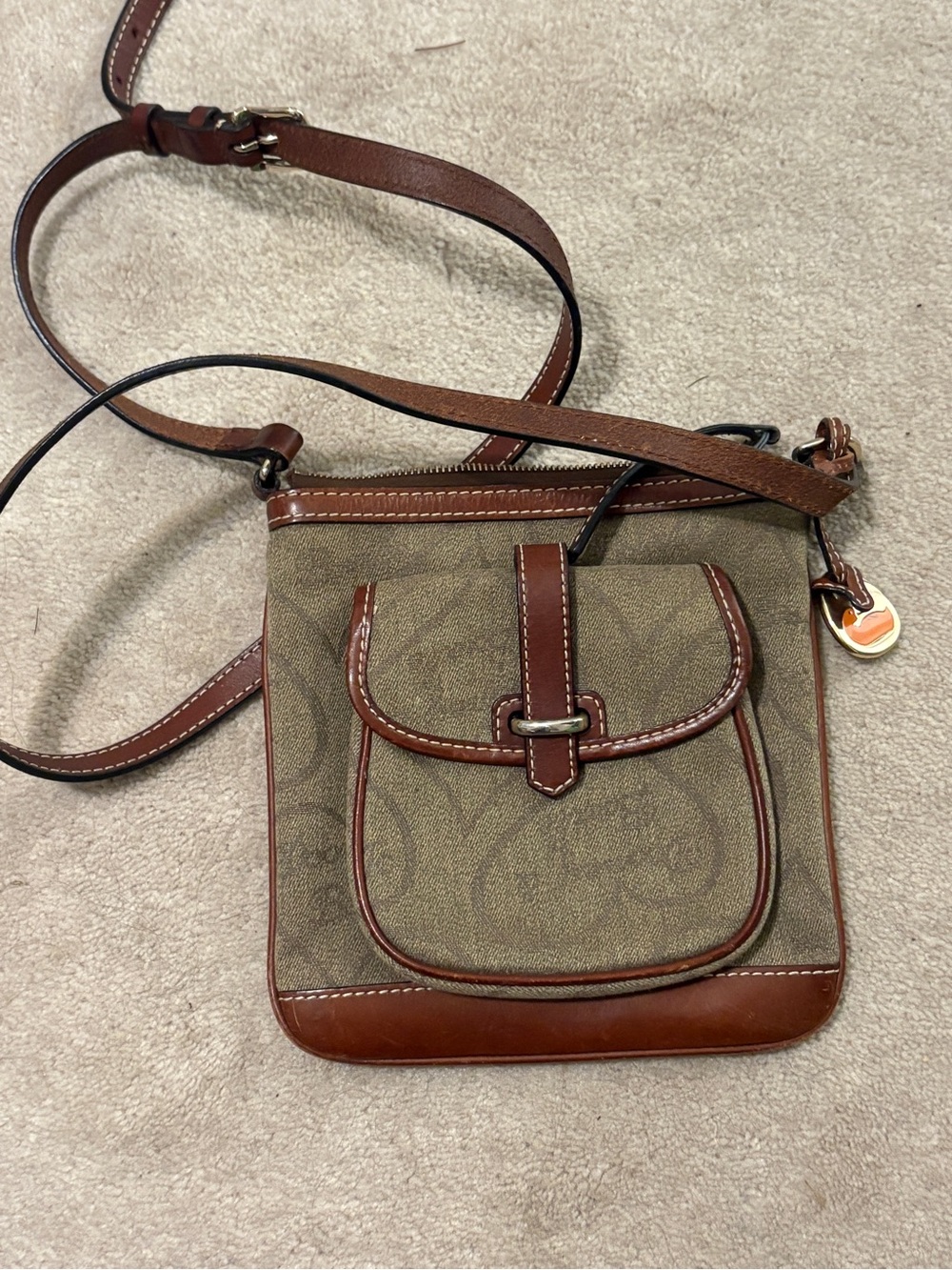 Dooney & Bourke Brown Canvas and Leather Crossbody